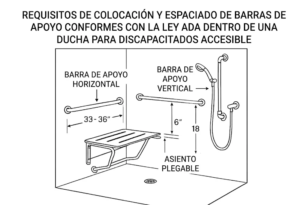 esquema de accesibilidad en el baño para personas mayores con movilidad reducida