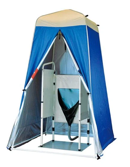 ducha tubular con lona para camping — no diseñada para personas mayores con movilidad reducida